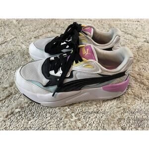 Puma XRay Speed Sz 5.5 Womens Soft Foam Baskets White Colorful Sneakers 38706318